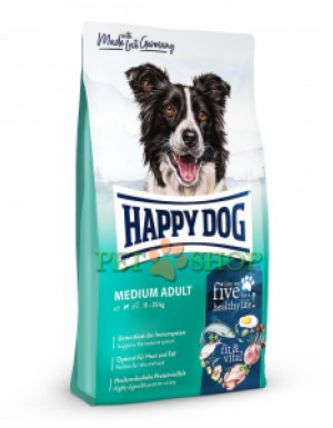 <p><strong>Happy Dog Supreme Fit&Vital- Medium Adult 12 кг для взрослых собак средних пород (11-25 кг)</strong></p>