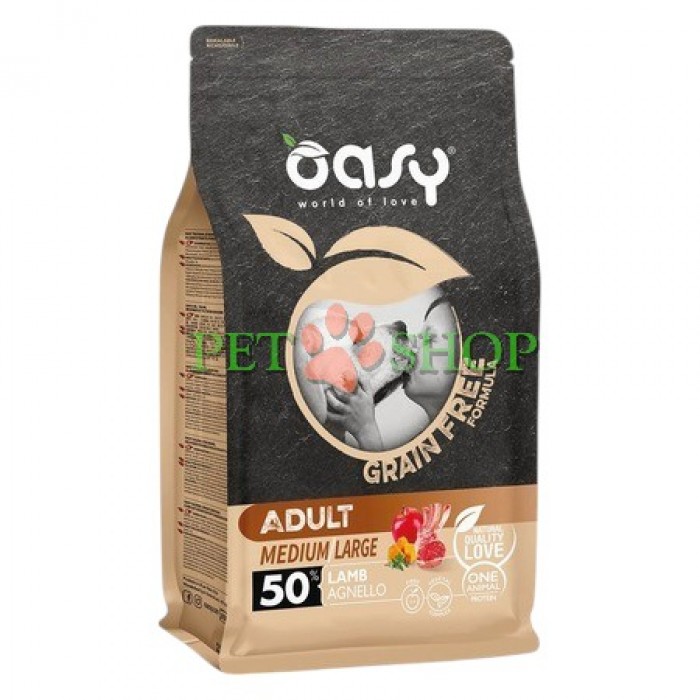 <p>Oasy Grain Free Adult Lamb Medium/Large &mdash; сухой беззерновой корм с ягнёнком для взрослых собак средних и крупных пород.</p>