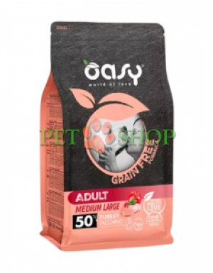 <p>Oasy Grain Free Adult Turkey Medium/Large — сухой беззерновой корм для взрослых собак средних и крупных пород.</p>