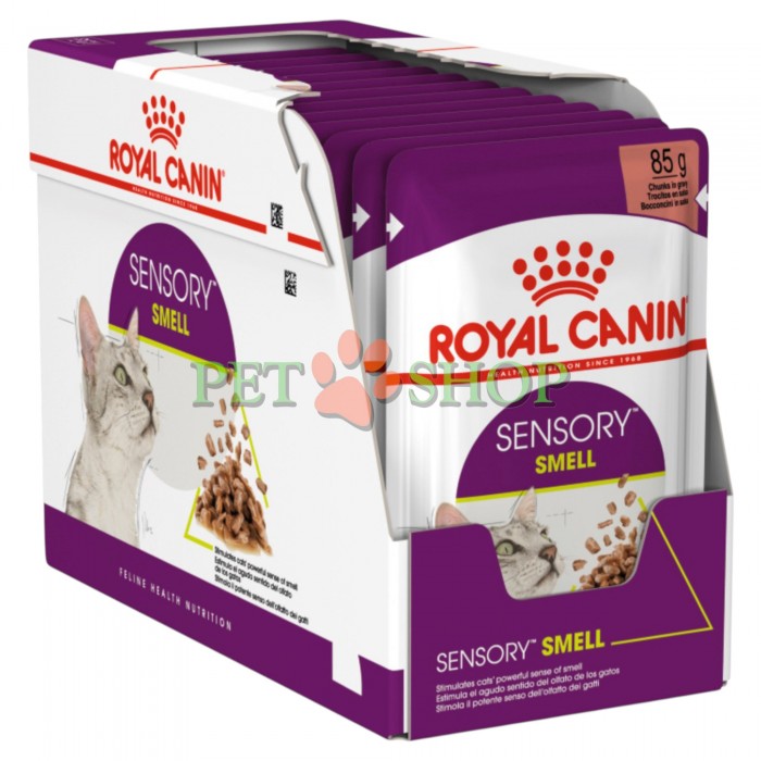 <p><strong>Royal Canin Sensory Smell - </strong>корм консервированный полнорационный для взрослых кошек (в возрасте от 1 года до 7 лет), стимулирующий обонятельные рецепторы, кусочки в соусе.</p>