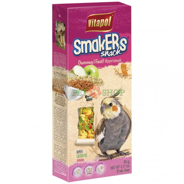 <p><strong>Vitapol Smakers</strong> &mdash; deliciu pentru nimfe, acoperit cu diverse cereale, semințe și fructe, care oferă păsărilor nutrienți benefici și diversifică alimentația zilnică.</p>