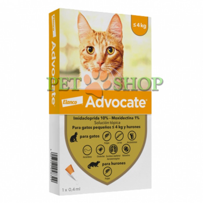 <p><strong>Elanco\Bayer Advocate для кошек до 4 кг от блох, клещей и др., а также глистов, 1 пипетка*0,4 мл</strong></p>
