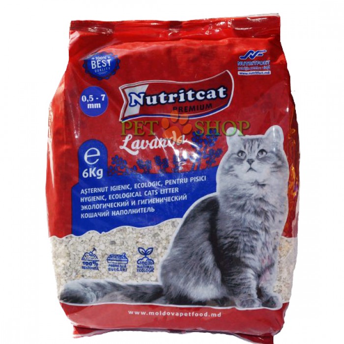 <p><strong>Nutritcat Premium экологический и гигиенический кошачий наполнитель, 100%  бентонита с ароматом лаванды. Размер от 0,5 мм - 7 мм (большие гранулы)</strong></p>