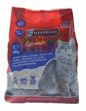 <p><strong>NUTRITCAT PREMIUM - așternut igienic, ecologic pentru pisici, din 100% bentonite cu aromă de levănțică. Dimensiuni între 0,5 mm – 5 mm (granule medii)</strong></p>