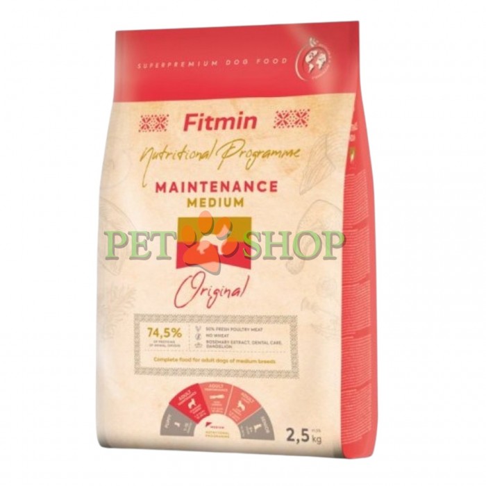 <p><strong>Fitmin Medium Maintenance&nbsp;&ndash; hrană completă pentru c&acirc;inii adulți de rasele mijlocii.</strong></p>