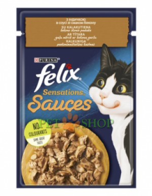 <p><strong>Консервы для кошек Purina Felix Sensations, индейка в соусе со вкусом бекона, пауч, 85 гр</strong></p>