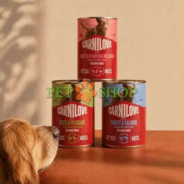 <p><strong>Carnilove Adult Dog Turkey, Salmon</strong> - pateu din carne conservat cu curcan și somon. Pentru c&acirc;ini adulți de toate rasele. <strong>Carne proaspătă și organe - Fără cereale și cartof - Fără conservanți, arome și coloranți artificiali.</strong></p>