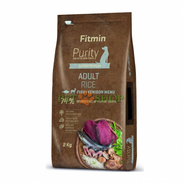 <p><strong>Fitmin Dog Purity Adult Rice, Fish & Venison - hrana completa pentru cainii adulti de toate rasele.</strong></p>