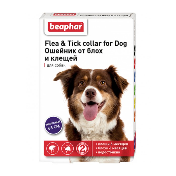 <p><strong>Ошейник Beaphar Flea & Tick collar for Dog от блох и клещей для собак, фиолетовый 65 см</strong></p>