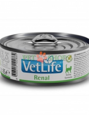 <p><strong>Farmina Vet Life Cat Renal -&nbsp;</strong>полнорационный диетический влажный корм для кошек, разработанный для поддержки функций почек при хронической почечной недостаточности и в качестве вспомогательной терапии при застойной сердечной недостаточности. Благодаря снижению содержания фосфора и ограниченному количеству высококачественного белка корм помогает уменьшить нагрузку на почки и улучшить самочувствие животного.</p>