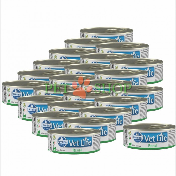 <p><strong>Farmina Vet Life Cat Renal -&nbsp;</strong>полнорационный диетический влажный корм для кошек, разработанный для поддержки функций почек при хронической почечной недостаточности и в качестве вспомогательной терапии при застойной сердечной недостаточности. Благодаря снижению содержания фосфора и ограниченному количеству высококачественного белка корм помогает уменьшить нагрузку на почки и улучшить самочувствие животного.</p>