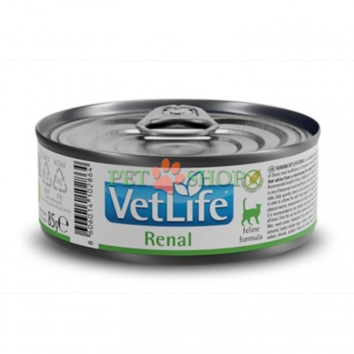 <p><strong>Farmina Vet Life Cat Renal -&nbsp;</strong>полнорационный диетический влажный корм для кошек, разработанный для поддержки функций почек при хронической почечной недостаточности и в качестве вспомогательной терапии при застойной сердечной недостаточности. Благодаря снижению содержания фосфора и ограниченному количеству высококачественного белка корм помогает уменьшить нагрузку на почки и улучшить самочувствие животного.</p>