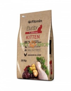 <p><strong>Fitmin Purity Kitten - hrană completa, holistică, uscata pentru pisici până la 12 luni sau pisicile gestante și în lactație.</strong></p>