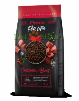 <p><strong>Fitmin For Life Castrate Beef  - Hrana completa pentru pisici adulte castrate cu carne de vita proaspata.</strong></p>