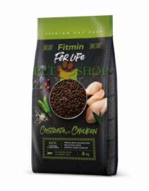 <p><strong>Fitmin For Life Castrate Chicken - Полнорационный корм для кастрированных взрослых кошек со свежим мясом птицы.</strong></p>