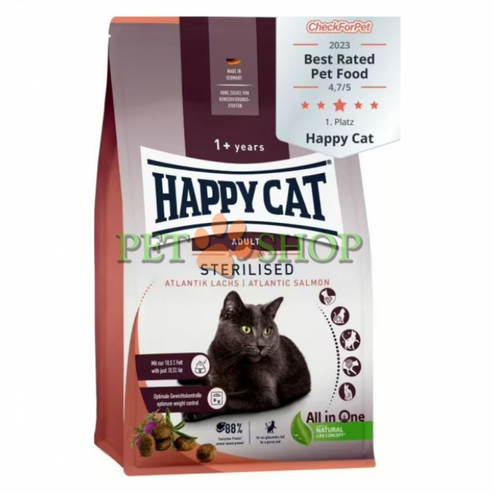 <p><strong> Happy Cat Sterilised Weide-Lamm pentru pisici sterilizate cu pui și somon 1 kg</strong></p>