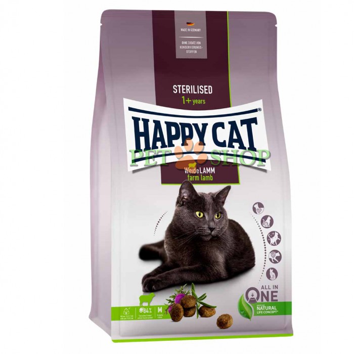 <p><strong> Happy Cat Sterilised Weide-Lamm pentru pisici sterilizate cu pui și miel 1 kg la cantar</strong></p>