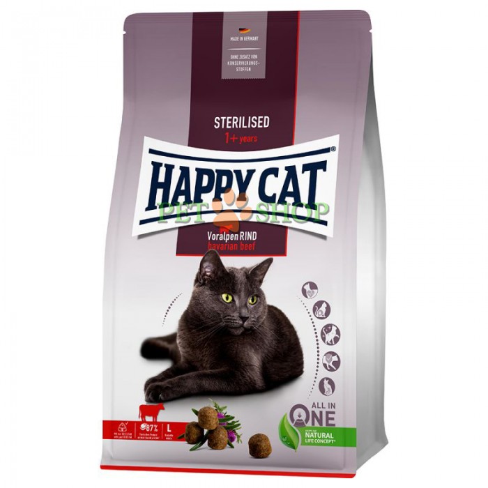 <p><strong> Happy Cat Sterilised Voralpen-Rind pentru pisici sterilizate cu pui și carne de vită</strong><strong> 10 kg</strong></p>