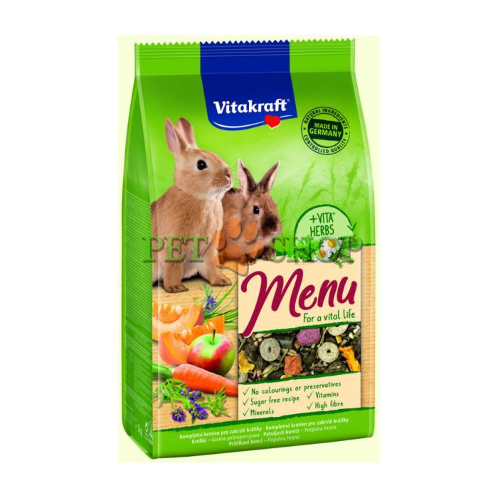 <p><strong>Сбалансированный корм для кроликов для ежедневного применения. В состав входят: овощи, семена, злаки, витамины и минералы, а так же клетчатка необходимая для правильной работы пищеварительной системы.</strong></p>