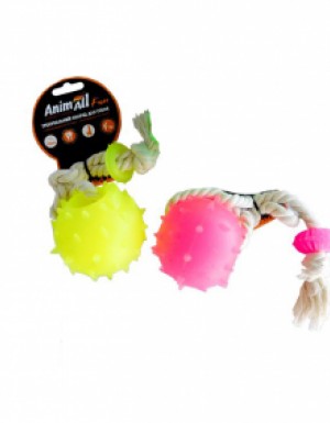 <p><strong>Оригинальная и яркая игрушка AnimAll Fun в виде мячика из натурального и не токсичного каучука с прочным канатом для собак, 1 шт </strong></p>