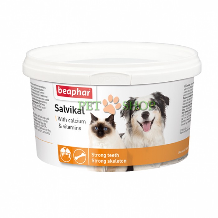 <p><strong>Кормовая витаминно-минеральная добавка Salvikal для собак и кошек с 12-месяцев, используется для придания животным жизненной силы, укрепления мускулатуры, зубов и костей.</strong></p>