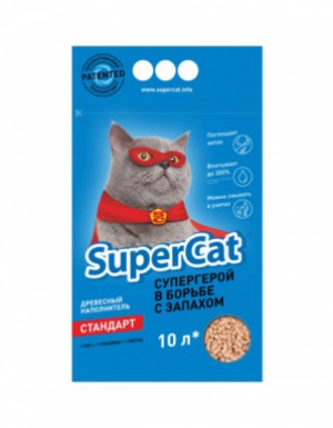 <p><strong>Supercat Standard без аромата 10 L, 3 кг. </strong><strong>Имеет светлые гранулы 6 мм.</strong></p>