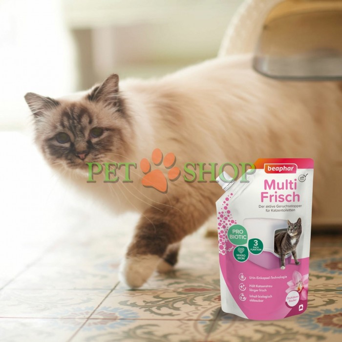 <p><strong>Beaphar Multi Frisch с запахом орхидеи -&nbsp;</strong>&mdash; это <!--qkimaf KoSm1e_s/HugV6--><!--cqw1tb KoSm1e_s/HugV6-->высокоэффективный освежитель и нейтрализатор запаха для кошачьего туалета в виде порошка (гранул)<!--TgQPHd|||[[]]-->. Продукт разработан на основе уникальной технологии инкапсуляции мочи<!--TgQPHd|||[]--> и добавления пробиотиков.&nbsp;</p>