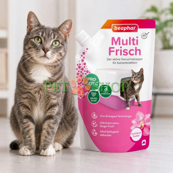 <p><strong>Beaphar Multi Frisch с запахом орхидеи -&nbsp;</strong>&mdash; это <!--qkimaf KoSm1e_s/HugV6--><!--cqw1tb KoSm1e_s/HugV6-->высокоэффективный освежитель и нейтрализатор запаха для кошачьего туалета в виде порошка (гранул)<!--TgQPHd|||[[]]-->. Продукт разработан на основе уникальной технологии инкапсуляции мочи<!--TgQPHd|||[]--> и добавления пробиотиков.&nbsp;</p>