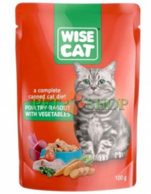 <p><strong>Wise Cat Ragout de carne de pasăre cu legume</strong> &ndash; este o hrană umedă completă, special formulată pentru pisici adulte de toate rasele.</p>