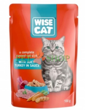 <p><strong>Wise Cat с индейкой в соусе&nbsp;</strong>&mdash; это полнорационный влажный корм, специально разработанный для взрослых кошек всех пород.</p>