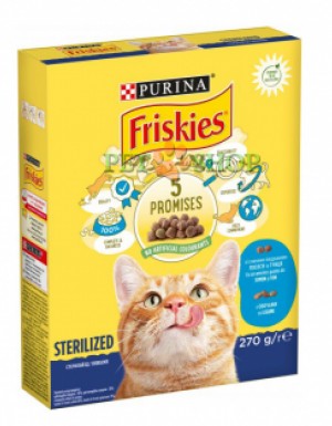 <p><strong>Cухой корм Friskies для взрослых стерилизованных кошек с лососем и овощами 270 гр</strong></p>