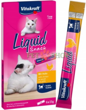 <p><strong>Vitakraft Cat Liquid Snack с курицей и таурином</strong> - кремовое лакомство не содержит искусственных ароматизаторов, консервантов и красителей.</p>