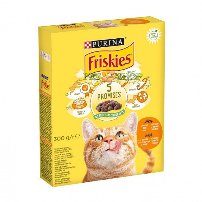 <p><strong>Hrană uscată Friskies pentru pisici adulte pui, legume 300 gr</strong></p>
