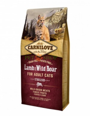 <p><strong>Carnilove LAMB, WILD BOAR Sterilised Cats - Карнилав беззерновой корм для стерилизованных кошек и котов (ягненок/дикий кабан)</strong></p>