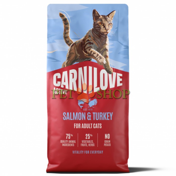 <p><strong>Hrană completă ACTIVE, fără cereale și cartofi, pentru pisici adulte, cu somon și curcan, destinată pisicilor adulte de toate rasele. -</strong>&nbsp;<strong>Carne proaspătă și organe&nbsp;-&nbsp;Fără carne și grăsime de pui -</strong><strong>&nbsp;Fără cereale.</strong></p>