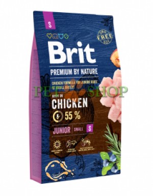 <p><strong>Brit Premium by Nature Junior S - полноценный корм с курицей для щенков и молодых собак (1-12 месяцев) мелких пород (1-10 кг). Также подходит для беременных собак и кормящих. С высоким содержанием курицы.</strong></p>