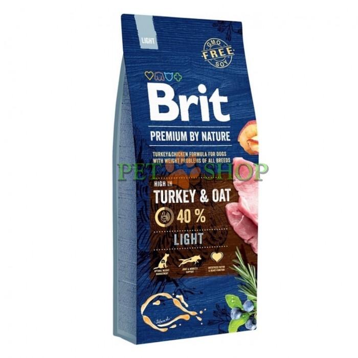 <p><strong>Brit Premium by Nature Light - Сухой корм с индейкой и овсом для собак всех пород с лишним весом 15 кг</strong></p>