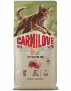 <p><strong>Carnilove True Fresh Sterilised Cat Duck -&nbsp;</strong>полнорационный корм&nbsp;<strong>TRUE FRESH</strong>&nbsp;со свежей уткой для стерилизованных взрослых кошек всех пород.&nbsp;<strong>Свежее мясо и субпродукты&nbsp;-&nbsp;Без куриного мяса и жира&nbsp;-&nbsp;Беззерновой.</strong></p>