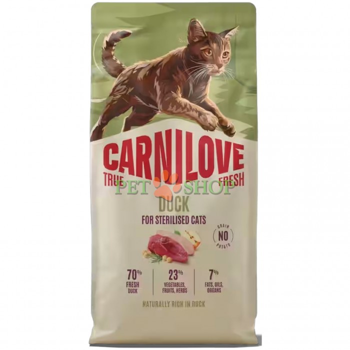 <p><strong>Carnilove True Fresh Sterilised Cat Duck -&nbsp;</strong>полнорационный корм&nbsp;<strong>TRUE FRESH</strong>&nbsp;со свежей уткой для стерилизованных взрослых кошек всех пород.&nbsp;<strong>Свежее мясо и субпродукты&nbsp;-&nbsp;Без куриного мяса и жира&nbsp;-&nbsp;Беззерновой.</strong></p>