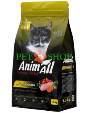 <p><strong>AnimAll Expert Choice Adult Cat Chicken -&nbsp;</strong>полнорационный сухой корм со свежей курицей для взрослых кошек всех пород. Формула сочетает высококачественные белки, полезные жиры, овощи, ягоды и витаминно-минеральный комплекс для поддержания активного способа жизни, иммунитета и здорового вида шерсти любимца.</p>