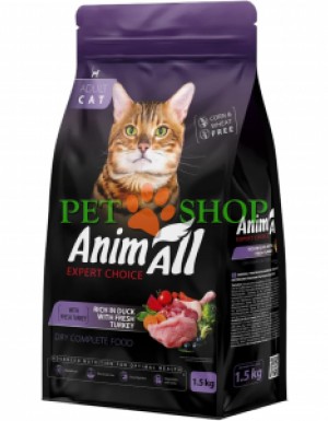 <p><strong>AnimAll Expert Choice Adult Cat&nbsp;Turkey, Duck -&nbsp;</strong>полнорационный сухой корм со свежей индейкой и уткой для взрослых кошек всех пород. Формула сочетает высококачественные белки, полезные жиры, овощи, ягоды и витаминно-минеральный комплекс для поддержания активного образа жизни, иммунитета и здорового вида шерсти любимца.</p>