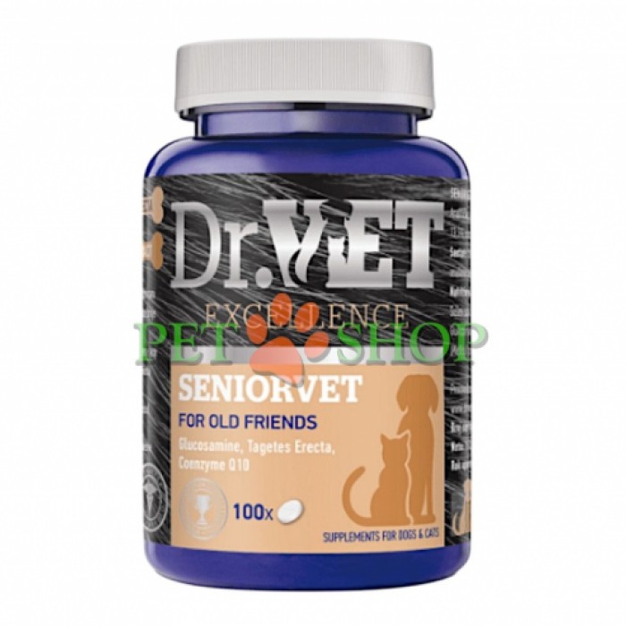<p>Dr. Vet SeniorVet - supliment alimentar recomandat pentru includerea zilnică &icirc;n alimentația pisicilor și c&acirc;inilor cu v&acirc;rsta peste 7 ani, pentru menținerea stării generale de bine.</p>