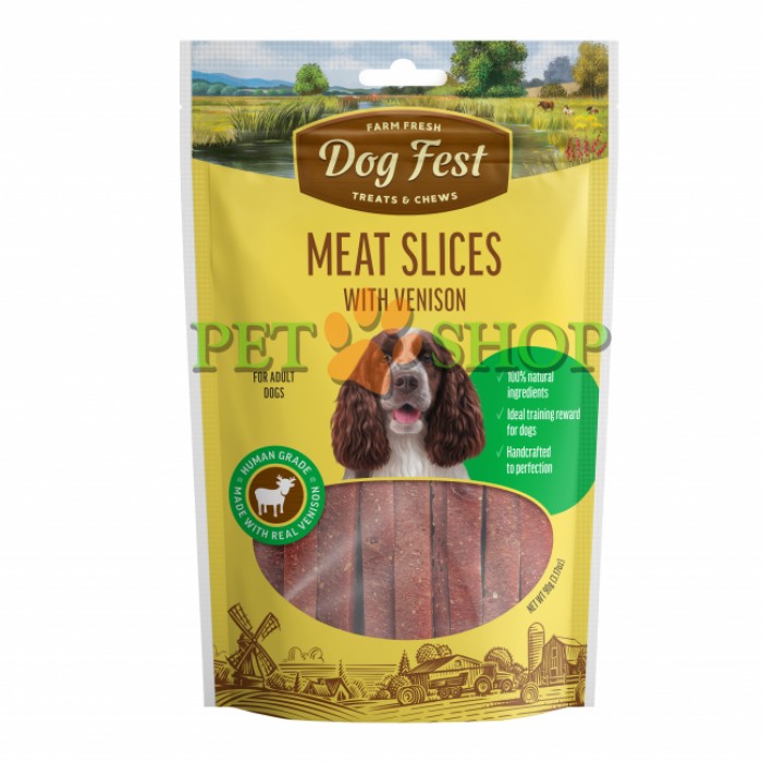 <p><strong>Dog Fest полоски из мяса оленя для всех пород собак 90 гр</strong></p>