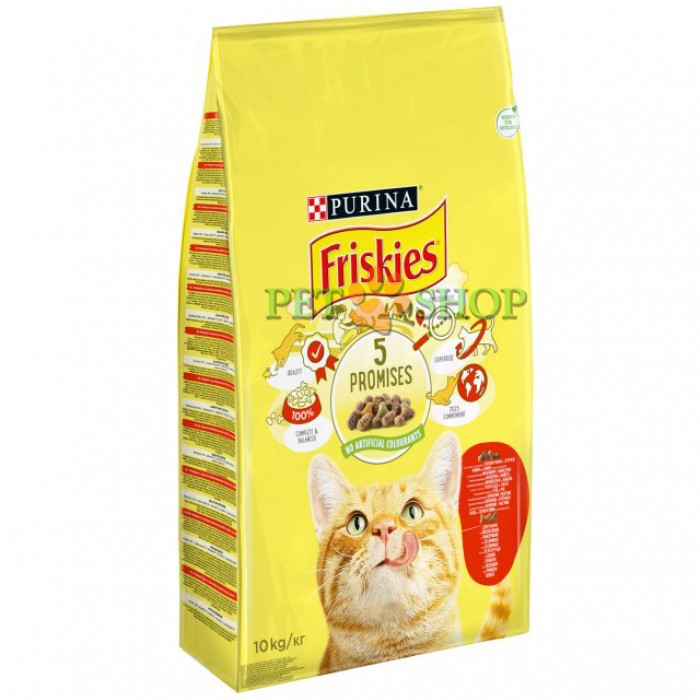 <p><strong>Hrană uscată Friskies pentru pisici adulte carne, pui, ficat 10 kg</strong></p>