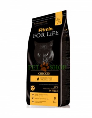 <p><strong>Fitmin For Life Chicken - это полнорационный корм для взрослых кошек класса премиум.</strong></p>