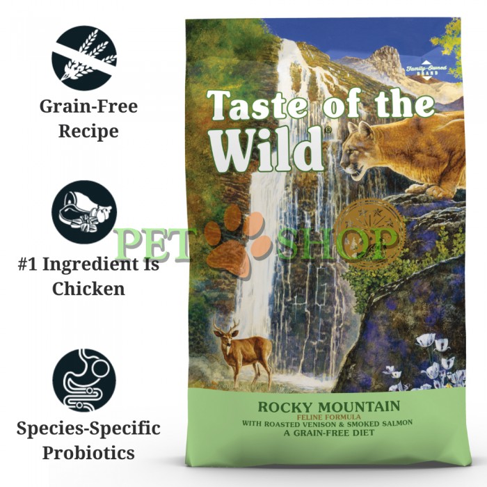 <p><strong>Полнорационная беззерновая формула с запеченной косулей и копченым лососем для кошек всех возрастов. Страна-производитель-США.</strong></p>