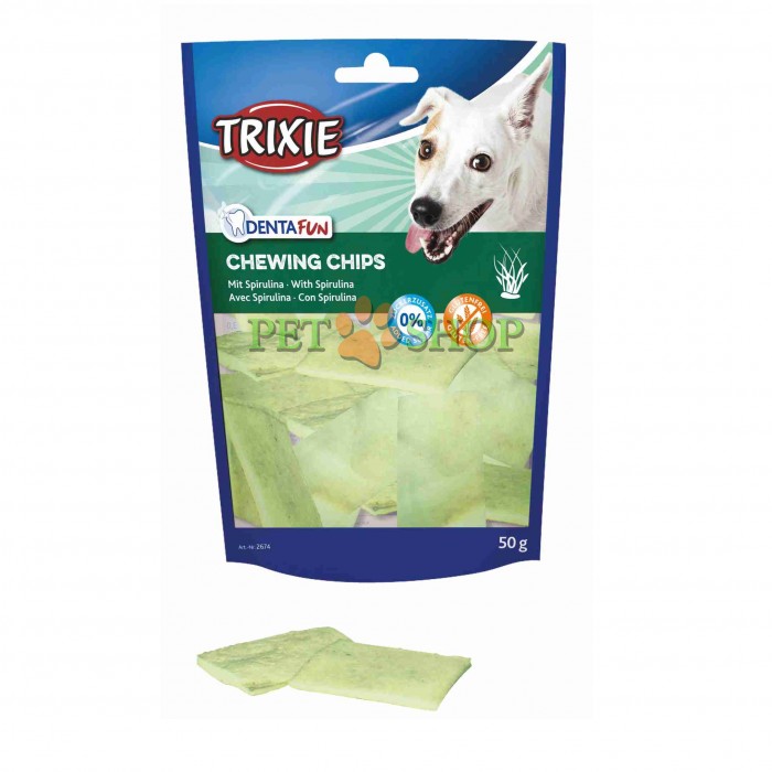 <p><strong>Trixie DentaFun chips cu spirulina pentru caini 50 gr</strong></p>