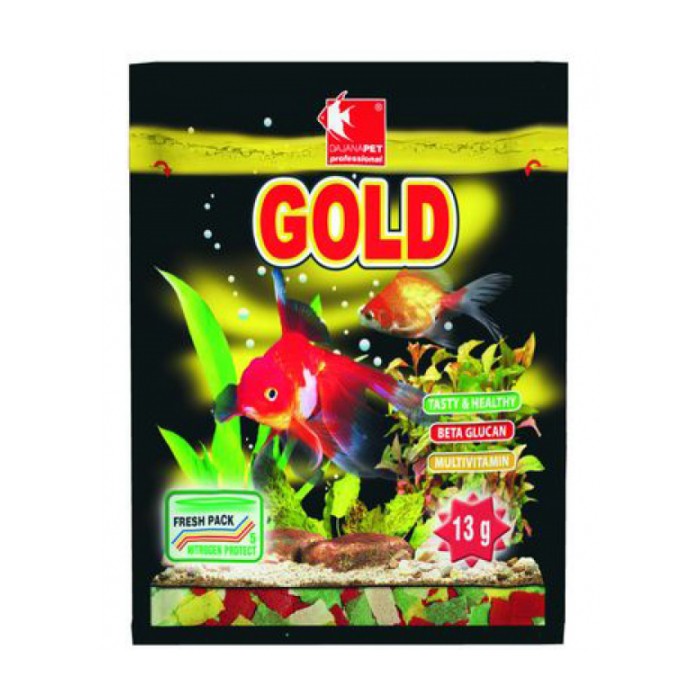 <p><strong>Комплексный корм для рыбок Dajana Gold в виде хлопьев для всех видов золотых рыбок, и их различных селекционных форм.</strong></p>