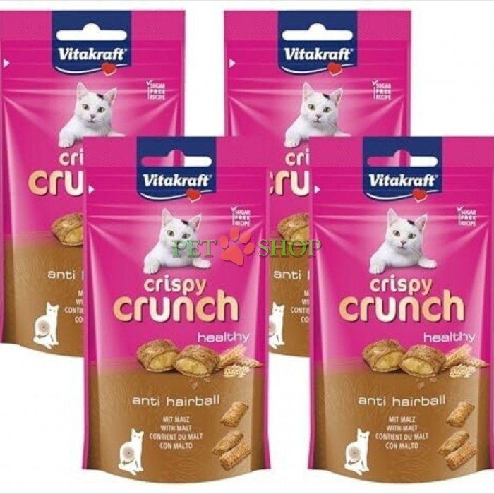 <p><strong>Vitakraft Crispy Crunch Malt -</strong> функциональные лакомства в виде хрустящих подушечек с солодом, способствующие выведению шерсти из желудка кошек. Полезная закуска для профилактики образования шерстяных комков в желудочно-кишечном тракте и поддержания пищеварительной системы.</p>