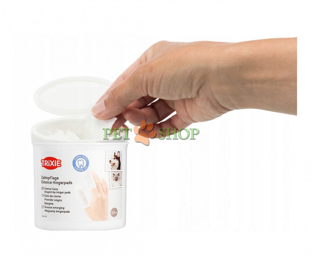 <p><strong>Салфетки для ухода за зубами Trixie 50 шт для собак, кошек и других мелких животных&nbsp;с питательным очищающим лосьоном (мята)&nbsp;как альтернатива зубной щетке и пасте.</strong></p>